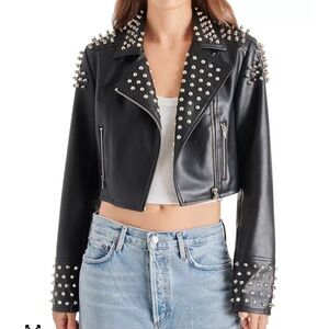 Women's Tabby Studded Moto Jacket Steve Madden